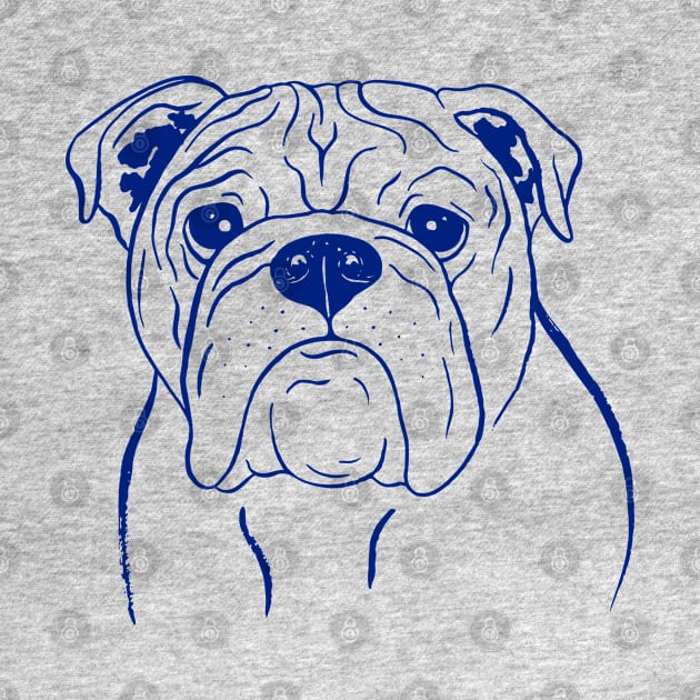 English Bulldog (Light Blue and Navy) by illucalliart